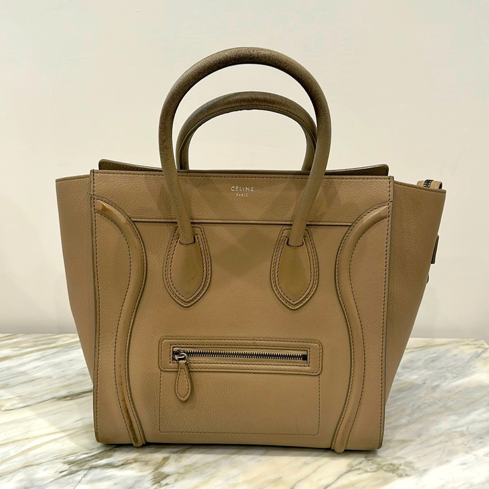 CELINE Mini Luggage Beige Calfskin **AUTHENTIC**